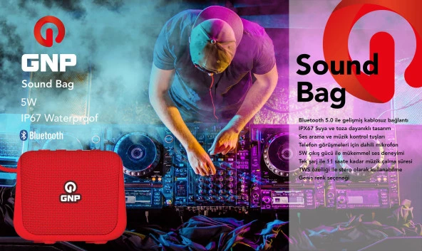 Gnp Sound Bag Bluetooth Hoparlör Kırmızı