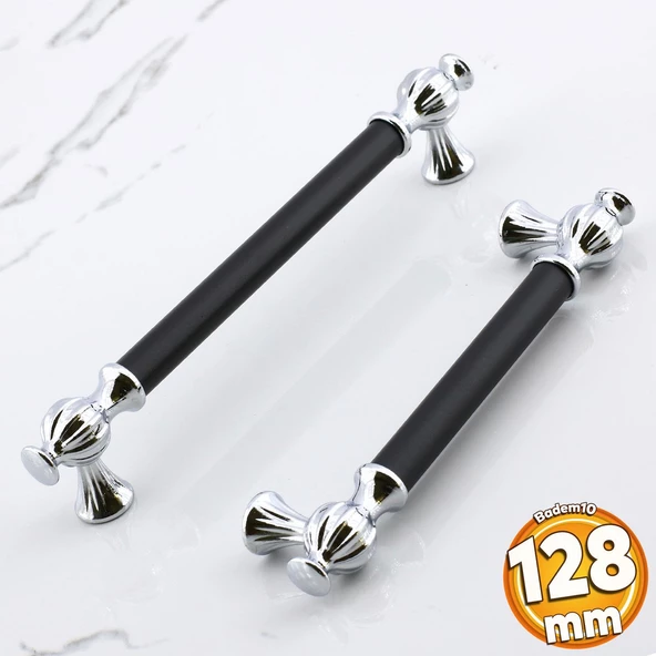 Çınar 128 mm Krom Siyah Metal Mobilya Mutfak Çekmece Dolap Dolabı Kapak Kulbu Kulpları Kulpu 128 mm ürün görseli