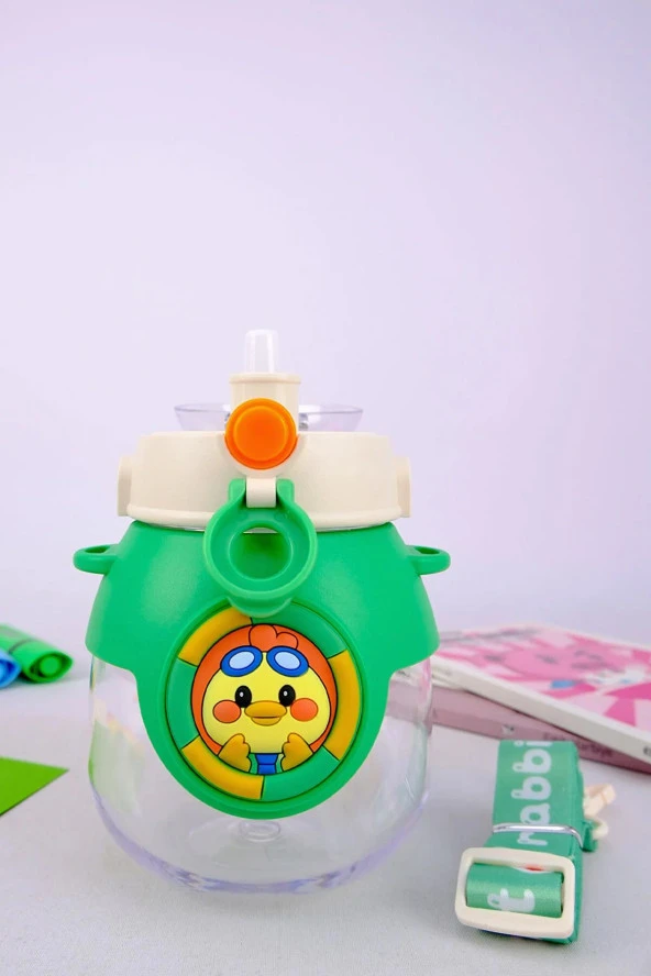 Civciv Desenli Askılı Sağlıklı Polikarbon Matara Suluk 800 Ml Yeşil - 4