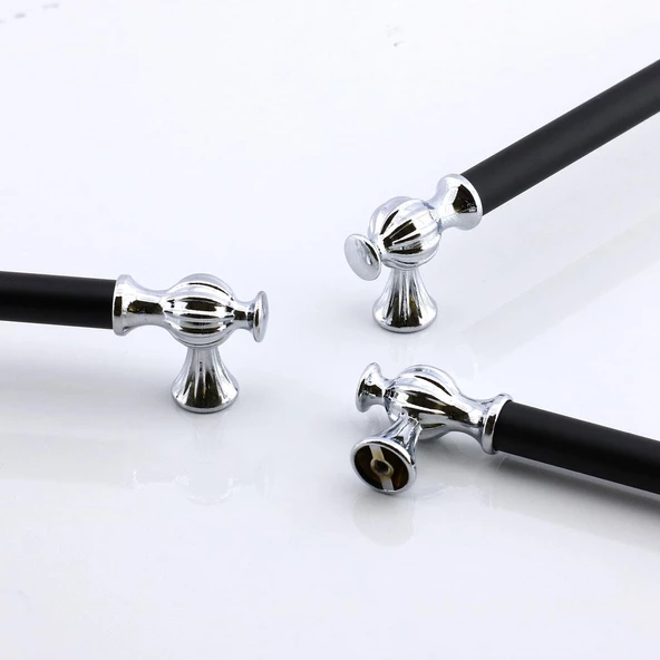 Çınar 224 mm Krom Siyah Mutfak Mobilya Çekmece Metal Dolap Kapak Kulpları Dolabı Kulbu Kulpu 224 mm - Resim 5