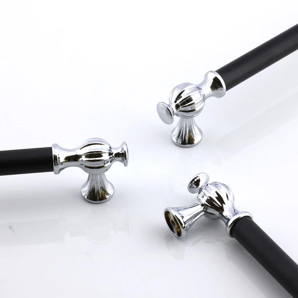 Çınar 256 mm Krom Siyah Mobilya Mutfak Çekmece Metal Dolabı Kulpları Dolap Kapak Kulpu Kulbu 256 mm - 4