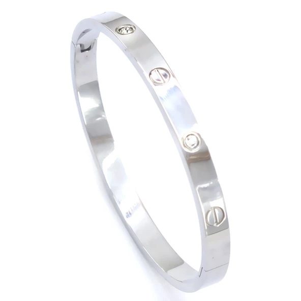 Çelik Kelepçe Bileklik Love Taşlı Model BLZ-494 - Resim 2
