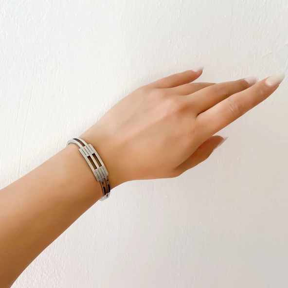 Çelik Kelepçe Bileklik 2 Kollu Kaburga BLZ-344 - 4