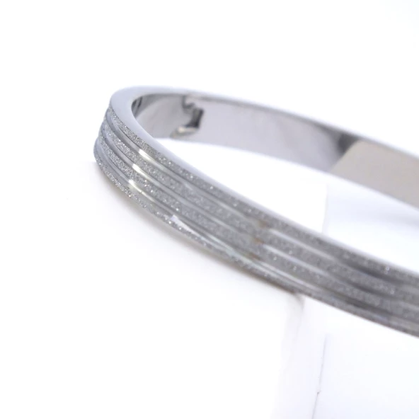 Çelik Kelepçe Bileklik Simli Model BLZ-329 - Resim 4