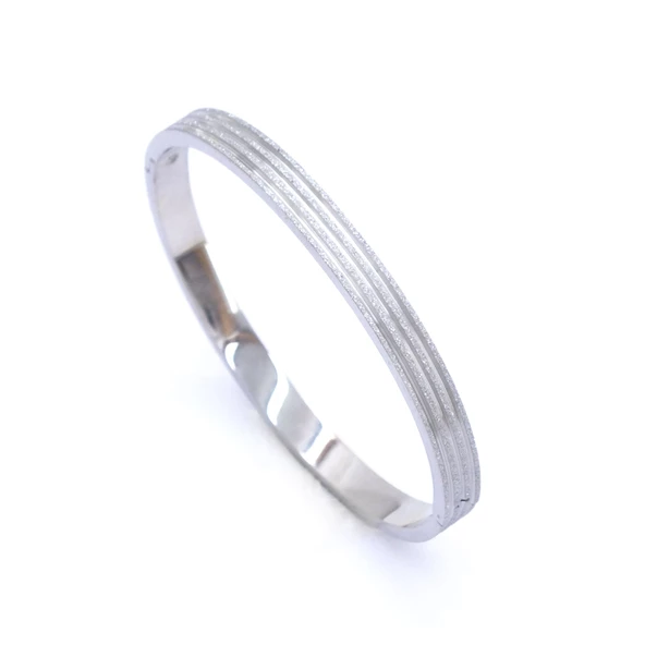 Çelik Kelepçe Bileklik Simli Model BLZ-329 - Resim 2