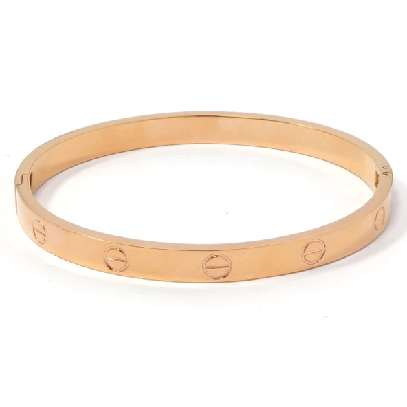 Çelik Kelepçe Bileklik Love Model Altın Kaplama BLZ-288