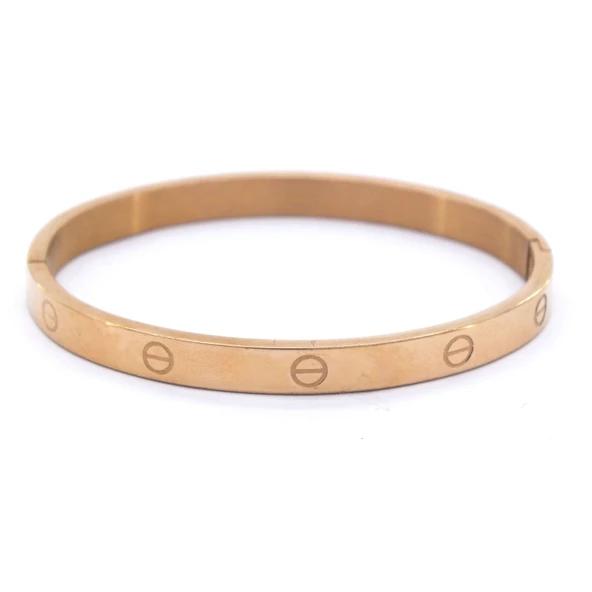 Çelik Kelepçe Bileklik Love Model Altın Kaplama BLZ-288 - 2