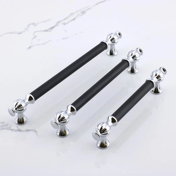 Çınar 288 mm Krom Siyah Mutfak Çekmece Mobilya Metal Dolabı Dolap Kapak Kulpu Kulpları Kulbu 288 mm - 8