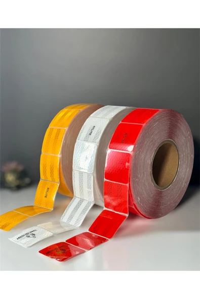 Reflektif Fosforlu Şerit Bant Kesikli Beyaz Ikaz Bandı 1 Metre - 2