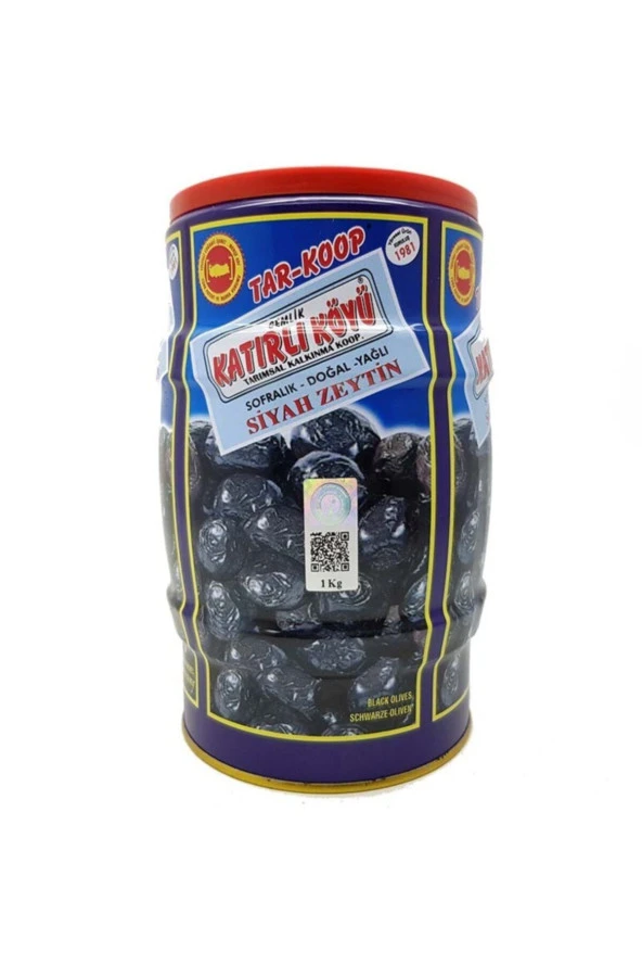 Katırlı Zeytin Gemlik Katırlı Köyü Kahvaltılık Siyah Zeytin Teneke 1 Kg