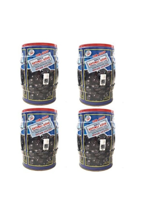 Katırlı Zeytin Yöresel Gemlik Katırlı Köyü Siyah Zeytin 1 kg X 4 Adet