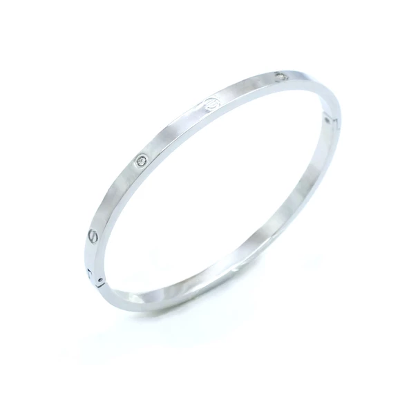 Çelik Kelepçe Bileklik Taşlı Love Model BLZ-596 - Resim 2