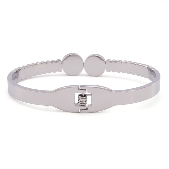 Çelik Kelepçe Bileklik Sedef & Oniks Taşlı BLZ-417 - Resim 3