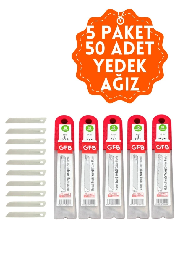 Gfb Kırımsız Maket Bıçağı Yedeği Standart Tek Gövde 18x05 Mm 50 li 5 Paket