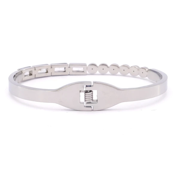 Çelik Kelepçe Bileklik Zirkon Taşlı BLZ-348 - Resim 3