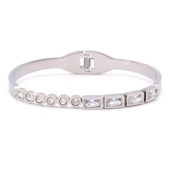 Çelik Kelepçe Bileklik Zirkon Taşlı BLZ-348 ürün görseli