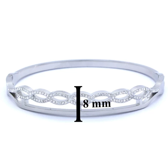 Çelik Kelepçe Bileklik Taşlı Şık BLZ-431 - Resim 6