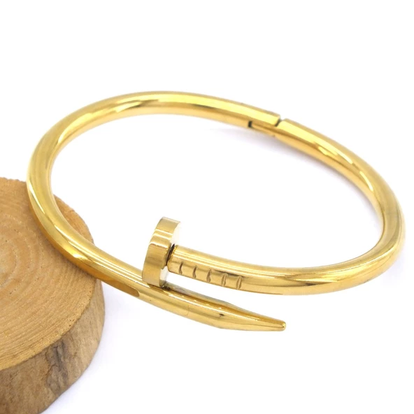 Altın Kaplama  Çivi Model Unisex Spor Kelepçe - Resim 4