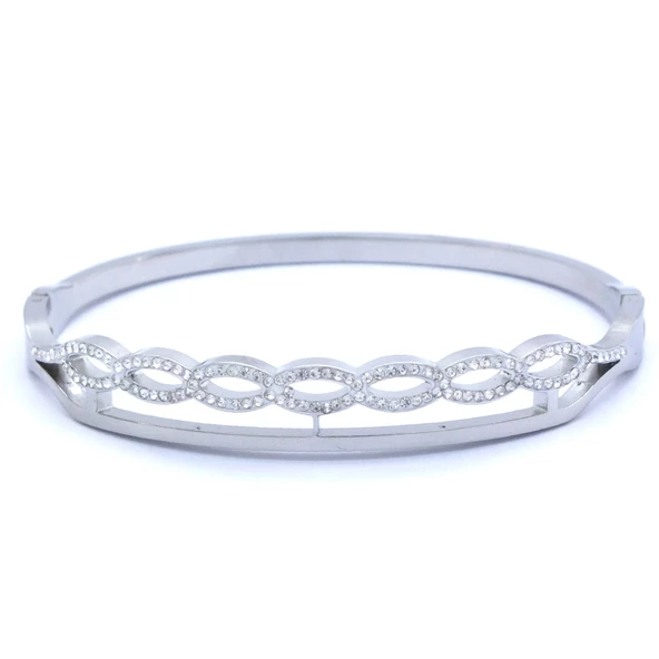 Çelik Kelepçe Bileklik Taşlı Şık BLZ-431 - Resim 5