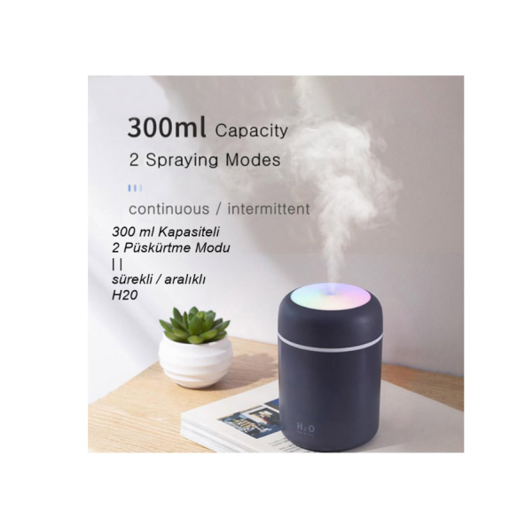 QASUL Gri Led Hava Nemlendirici Işıklı Oda Hava Nemlendirici Buhar Makinesi Ledli - 4