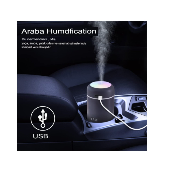 QASUL Gri Led Hava Nemlendirici Işıklı Oda Hava Nemlendirici Buhar Makinesi Ledli - 5