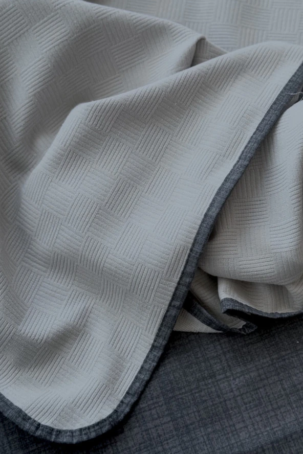 Alla Turca Çift Kişilik Doğal Pamuk Pike Seti Taş - Resim 4