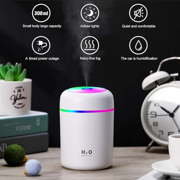 QASUL Ledli Oda Ofis Nemlendirici Buhar Makinesi Aroma Difizörü H2O - 3