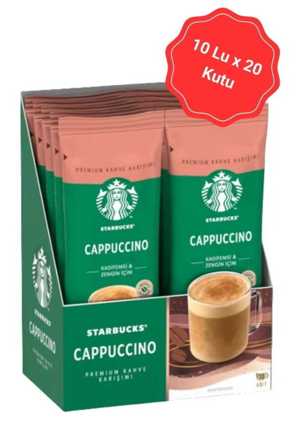 Starbucks Kadifemsi ve Zengin İçim Cappuccino 14g (10 Lu x 20 Kutu)