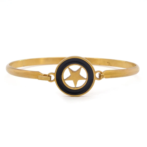 Çelik Kelepçe Bileklik Altın Kaplama Yıldız Detaylı BLZ-492 ürün görseli