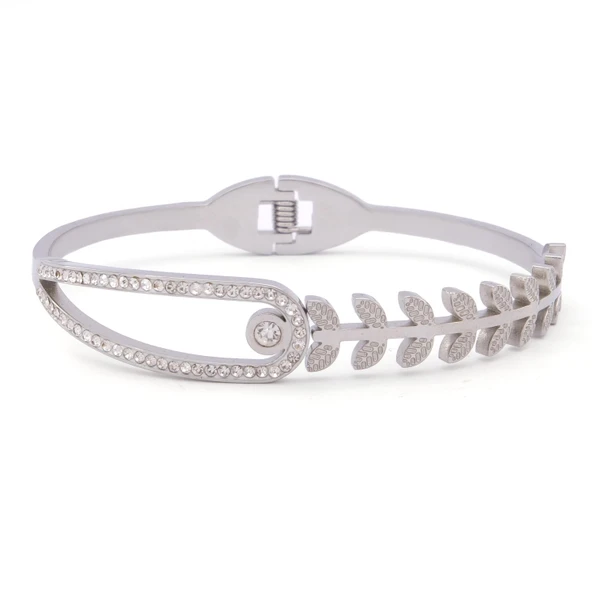 Çelik Kelepçe Bileklik Taşlı Buğday Model BLZ-327 ürün görseli