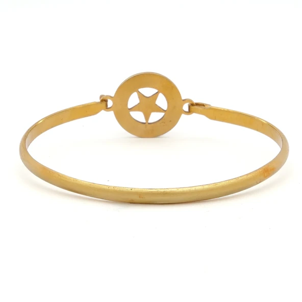 Çelik Kelepçe Bileklik Altın Kaplama Yıldız Detaylı BLZ-492 - Resim 3