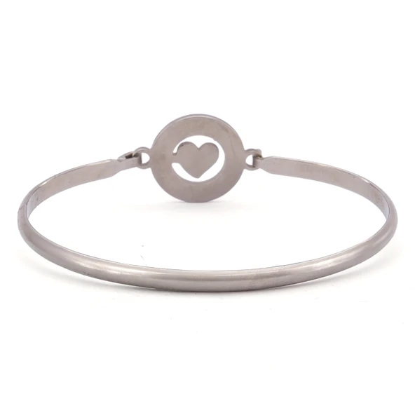 Çelik Kelepçe Bileklik Kalp Detaylı BLZ-489 - 3