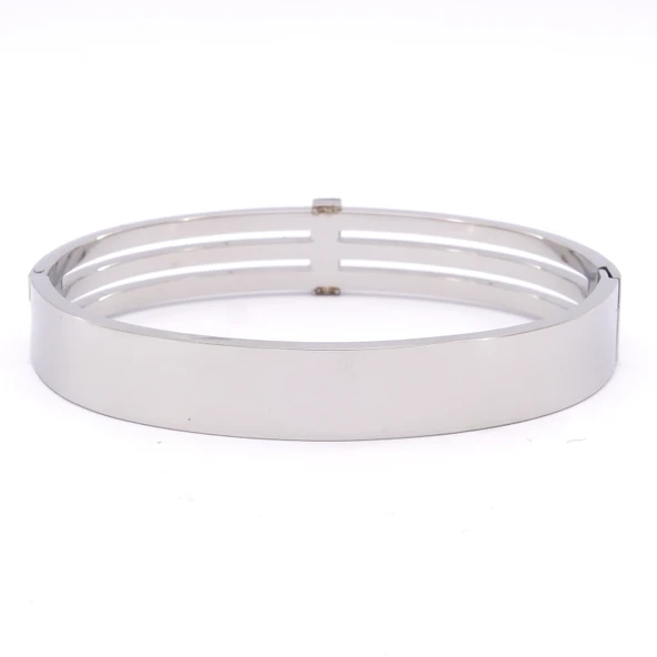 Çelik Kelepçe Bileklik 3 Sıra Taşlı BLZ-359 - Resim 3