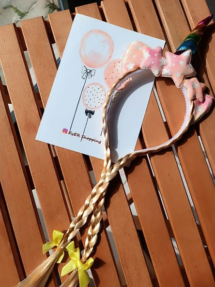 Unicorn Figürlü Örgü Saçlı Taç - 3