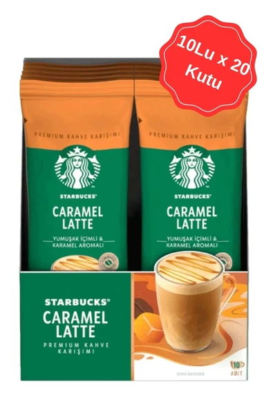 Starbucks Caramel Latte Hazır Kahve 23G (10 Lu x 20 Kutu)