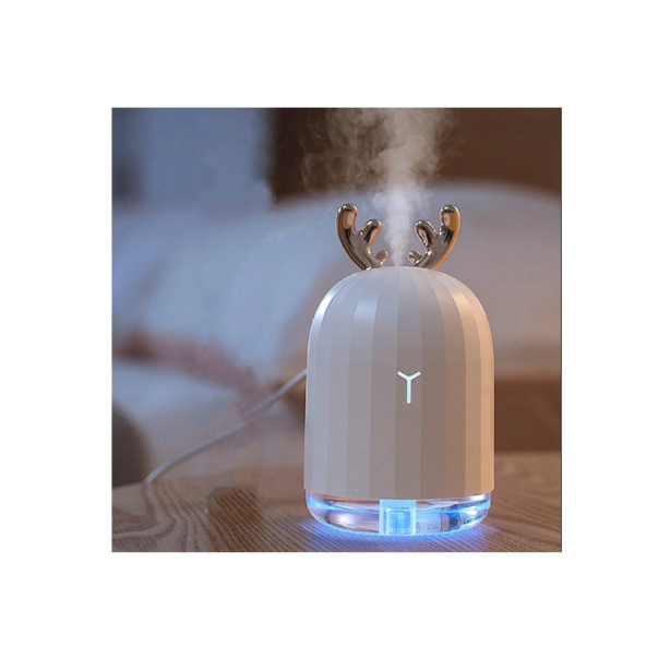 QASUL Mini Beyaz Geyikli Aromatik Difüzör Led Masa Ve Gece Lambası Hava Temizleyici Buhar Makinası - 3
