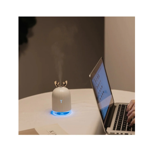 QASUL Mini Beyaz Geyikli Aromatik Difüzör Led Masa Ve Gece Lambası Hava Temizleyici Buhar Makinası - 4