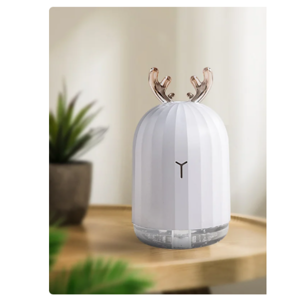 QASUL Mini Beyaz Geyikli Aromatik Difüzör Led Masa Ve Gece Lambası Hava Temizleyici Buhar Makinası - 5