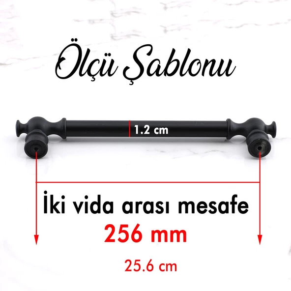 Arya 256 mm Siyah Kulp Mobilya Metal Mutfak Dolabı Çekmece Dolap Kapak Kulpları Kulbu Kulpu 256 mm - 2