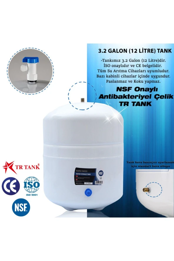 Su Arıtma Cihazı Metal Genleşme Su Tankı Su Arıtma Deposu 12 Lt Vana Hediyeli - 3