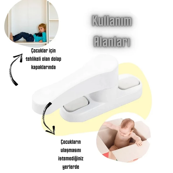 10 Adet METAL Beyaz Pencere Emniyet Kilidi Çocuk Hırsız Kilidi Çekmeli Pvc Kilit - 5