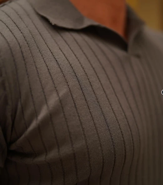 Erkek Fitilli Polo Yaka Triko T-Shirt - 4