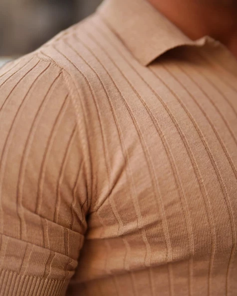 Erkek Fitilli Polo Yaka Triko T-Shirt - 3