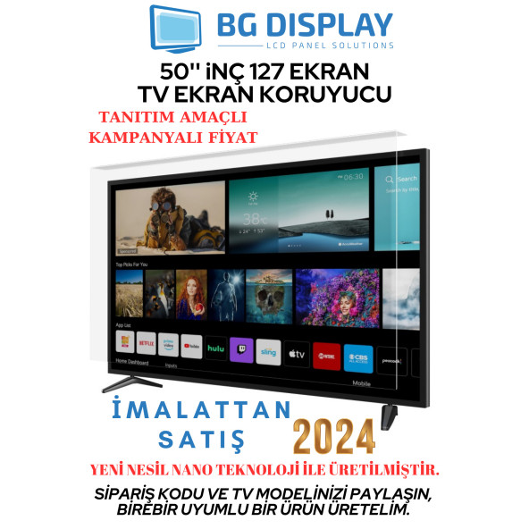 Yeni Nesil NANO Teknoloji ürünü 50 inç 127 ekran Tv Ekran Koruyucu