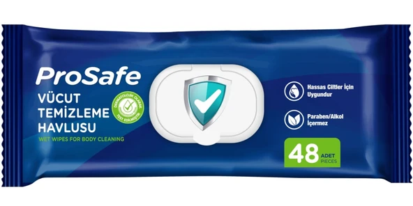 Prosafe Hasta Vücut Temizleme Islak Mendil Havlu 48 Yaprak XL Tekli Pk