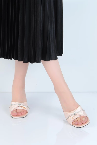 Ayakcenter 24-386 Taşlı Ayışığı 7Cm Topuklu Kadın Terlik - 5