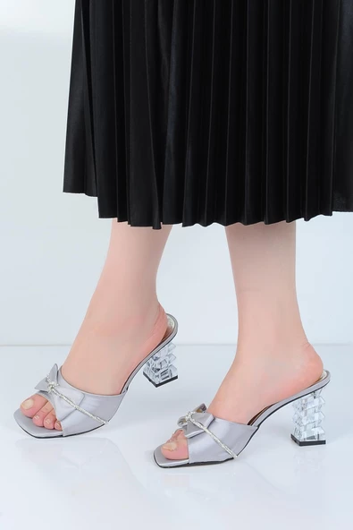 Ayakcenter 24-386 Taşlı Ayışığı 7Cm Topuklu Kadın Terlik - 3