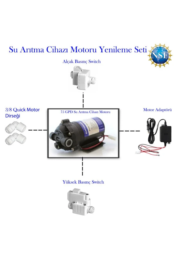 Su Arıtma Cihazı Pompa 75 Gpd (Motor) Yenileme Kiti - Resim 5