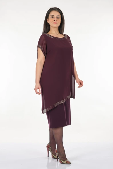 Rozeşah Büyük Beden  Kadın Abiye Elbise 2316470 - Resim 3