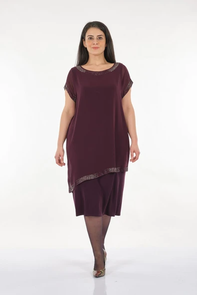 Rozeşah Büyük Beden  Kadın Abiye Elbise 2316470 - Resim 5